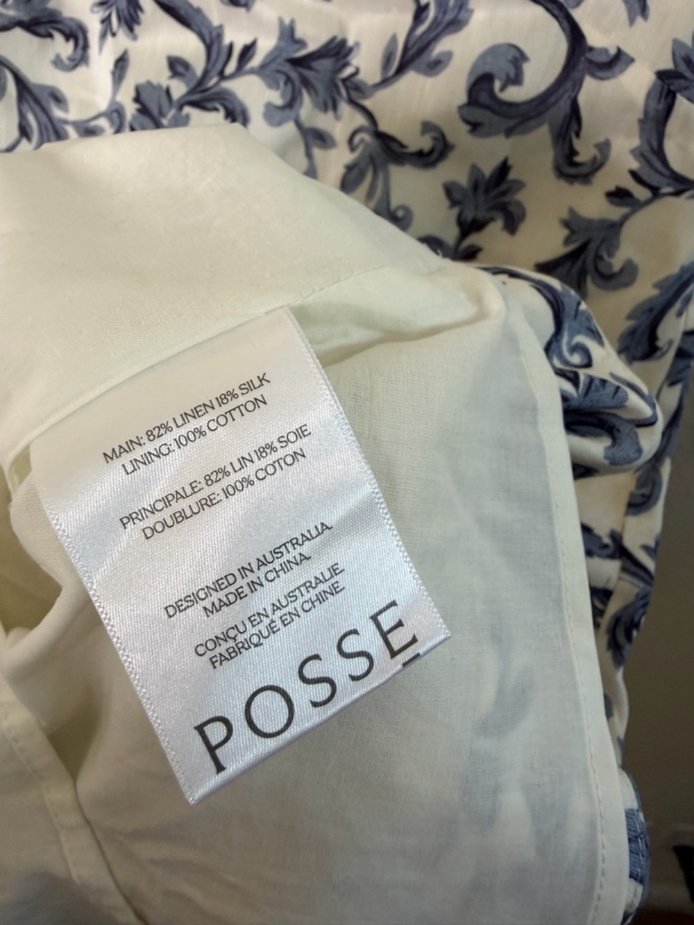 NWT Posse Rue Shift Mini Dress Blue Baroque Linen Silk Womens Size S - Picture 11 of 12